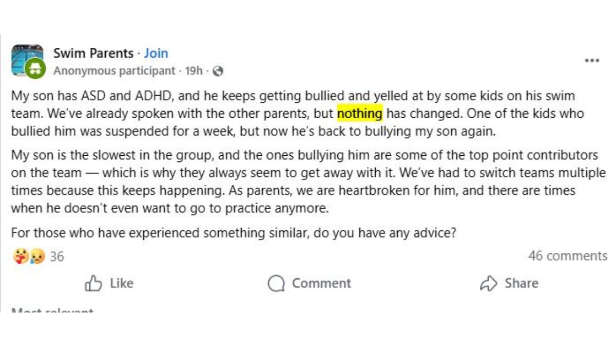 Persistent Bullying in Swim Teams Sparks Parent Outcry and Advocacy for Neurodivergent Athletes